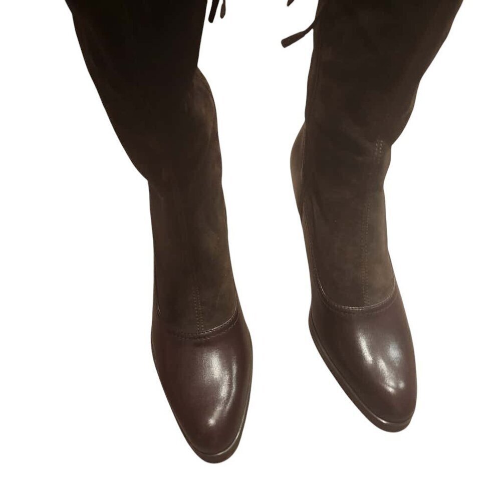 Franco Sarto Indie Knee High Boots Women's Size 8M Brown Leather and Suede - Picture 2 of 9